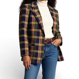 Vintage Sag Harbor Plaid Wool Blend Vintage Academia Pocket Blazer Sz Large